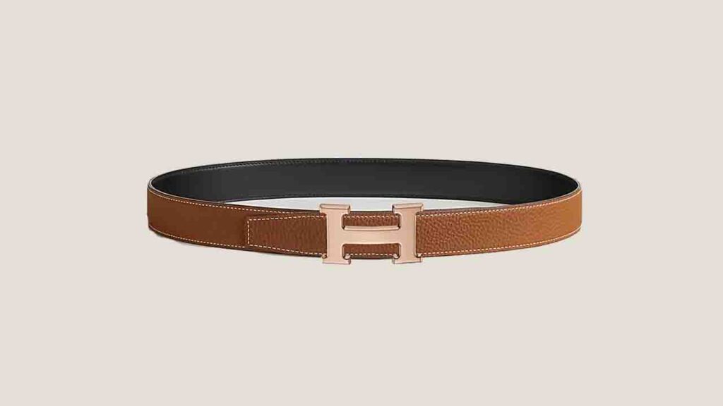 tali pinggang tema retro hermès h buckle reversible belt