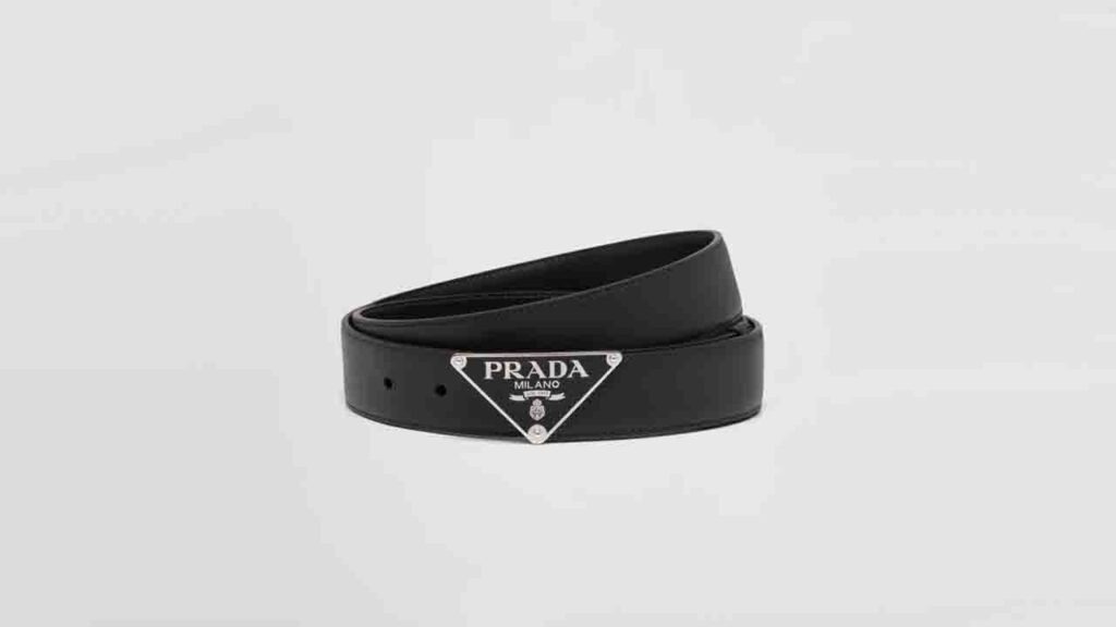 tali pinggang retro elegan prada saffiano leather belt