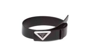 prada triangle logo leather belt