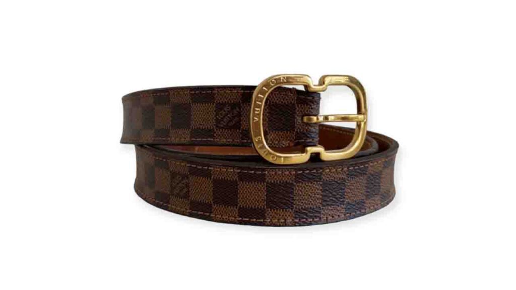 tali pinggang lv damier ebene canvas belt with lv inventeur buckle