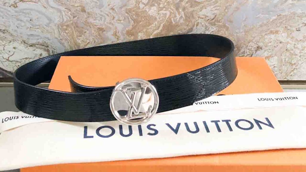 tali pinggang lv epi leather belt with lv circle buckle