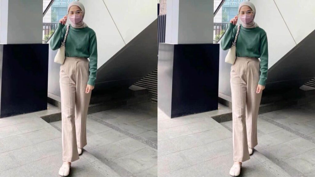 baju hijau tudung warna apa, tudung beige