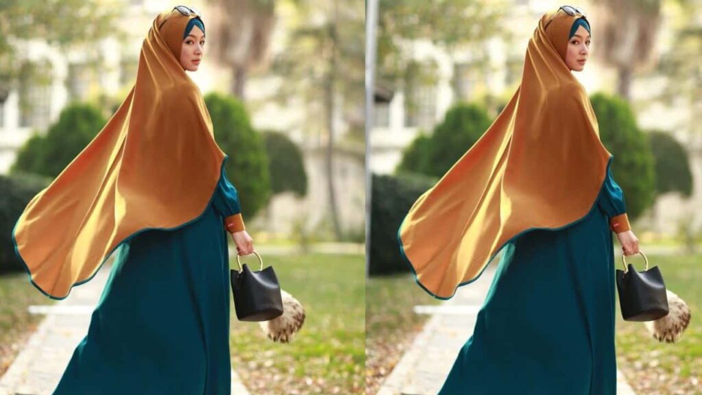 idea baju hijau tudung warna apa? tudung oren kecoklatan