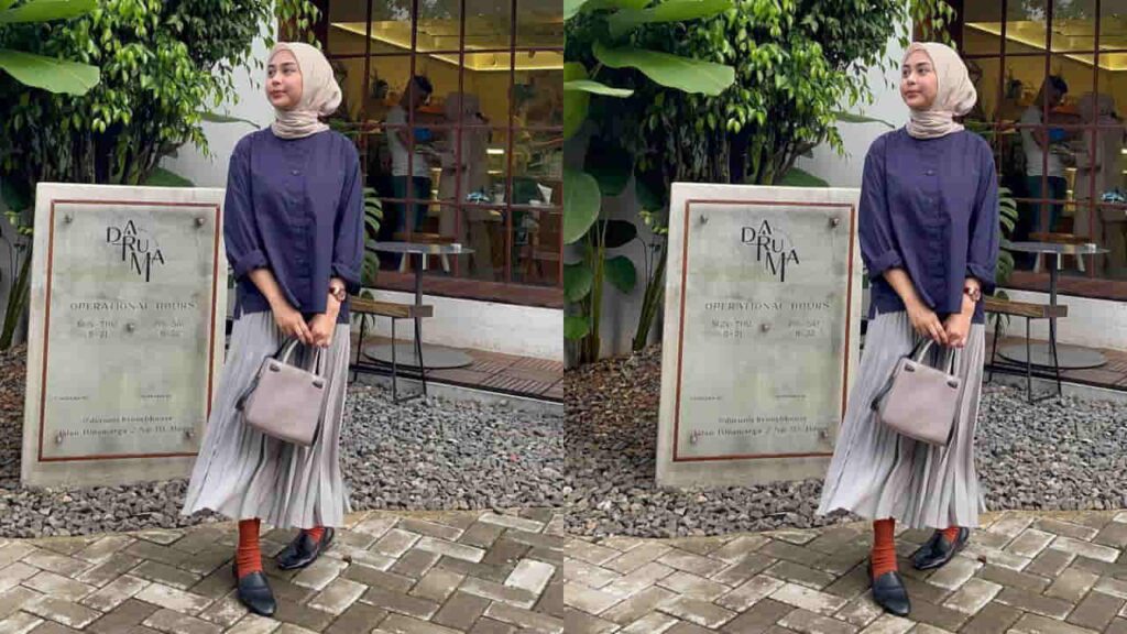 idea baju navy blue tudung warna apa ? tudung warna beige