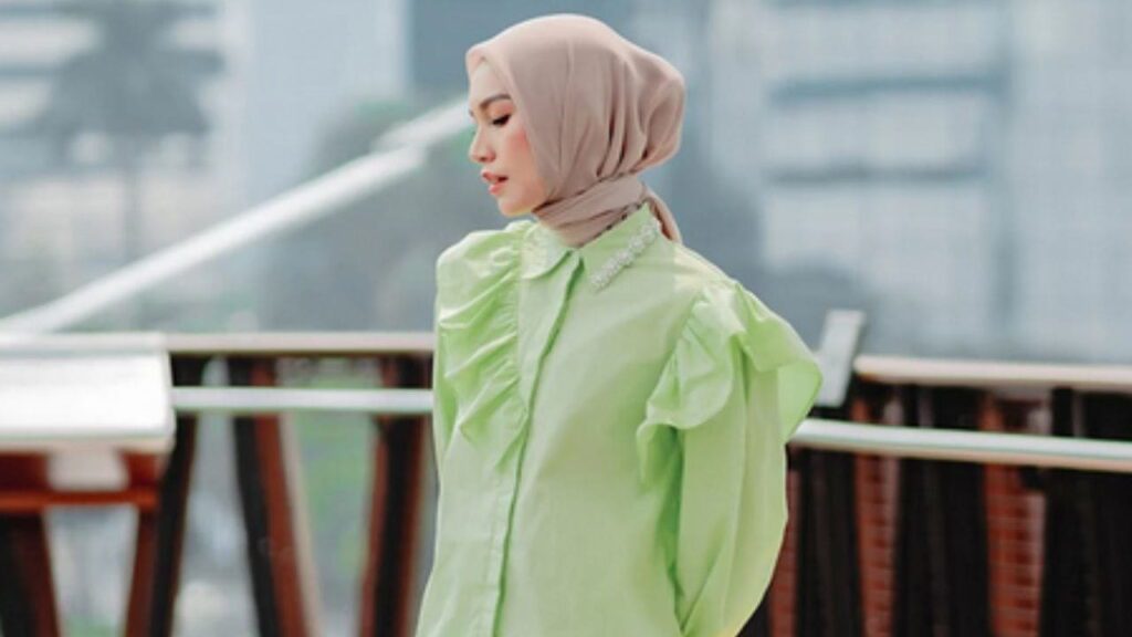 idea baju mint green tudung warna nude