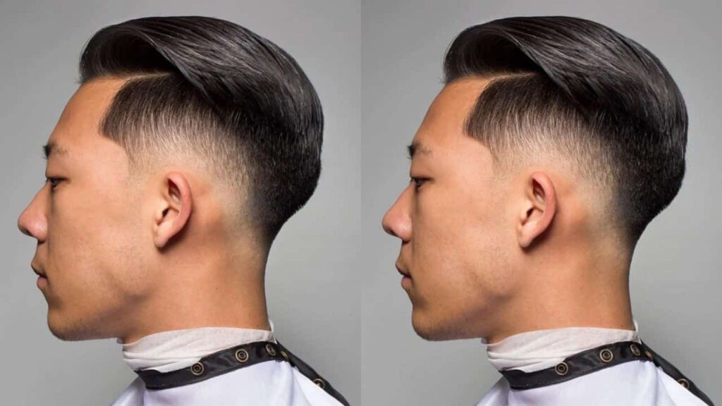 gaya rambut burst fade lelaki, burst fade slick back