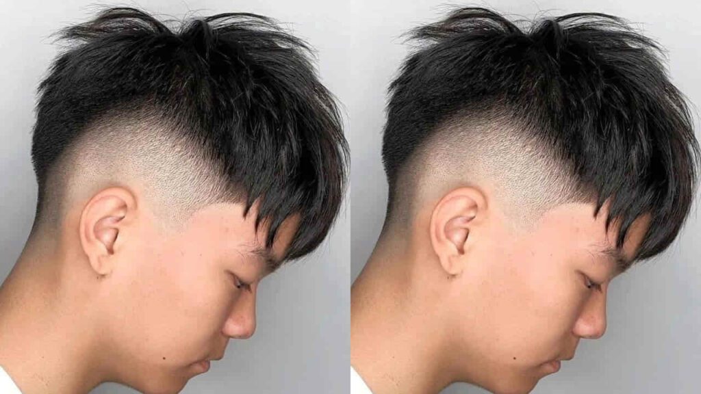 gaya rambut burst fade lelaki, burst fade with fringe