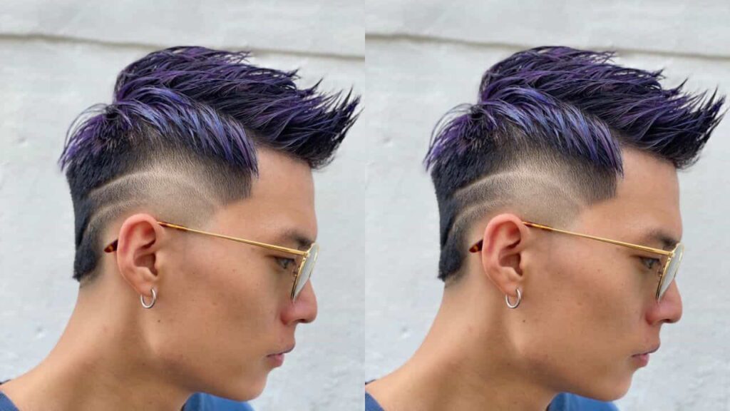 style rambut lelaki ada line, coloured hair with double lines