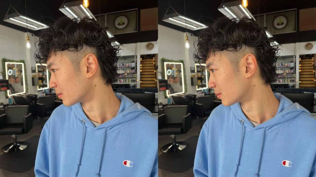 style rambut lelaki mullet, curly mullet