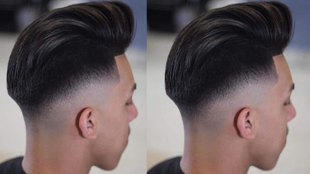 gaya rambut burst fade lelaki, pompadour