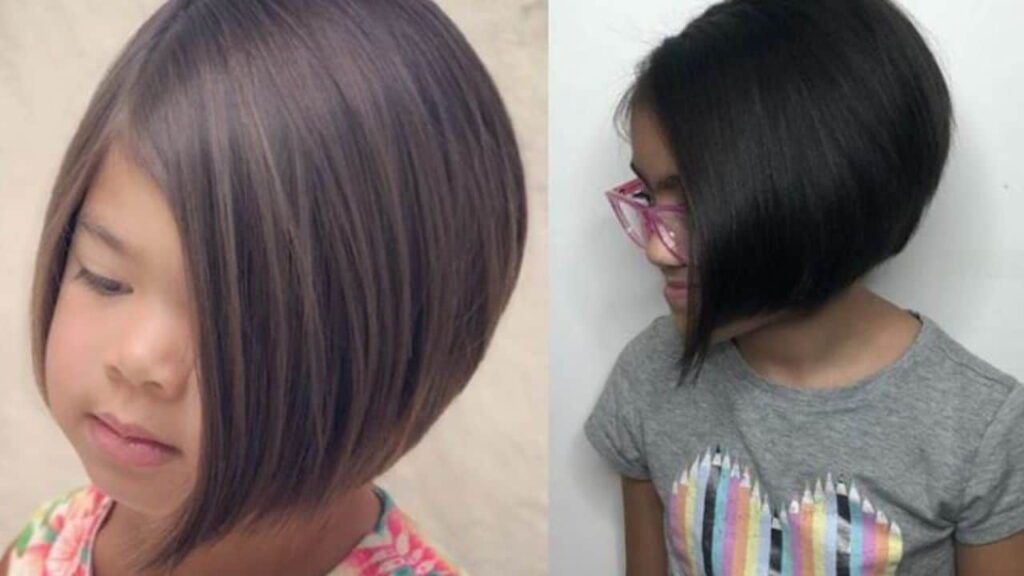 gaya rambut pendek budak perempuan, round angled bob