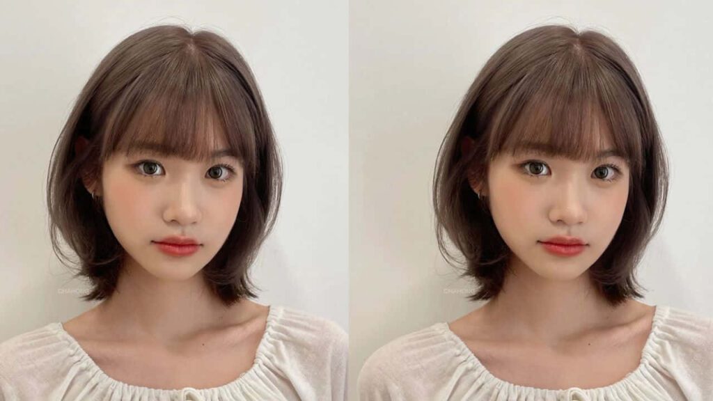 style rambut pendek perempuan korea, see-through bangs