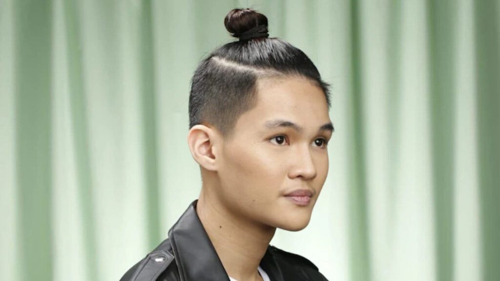 style rambut lelaki ada line, sleek man bun