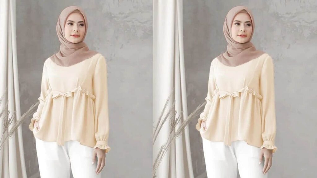 baju beige tudung warna milo