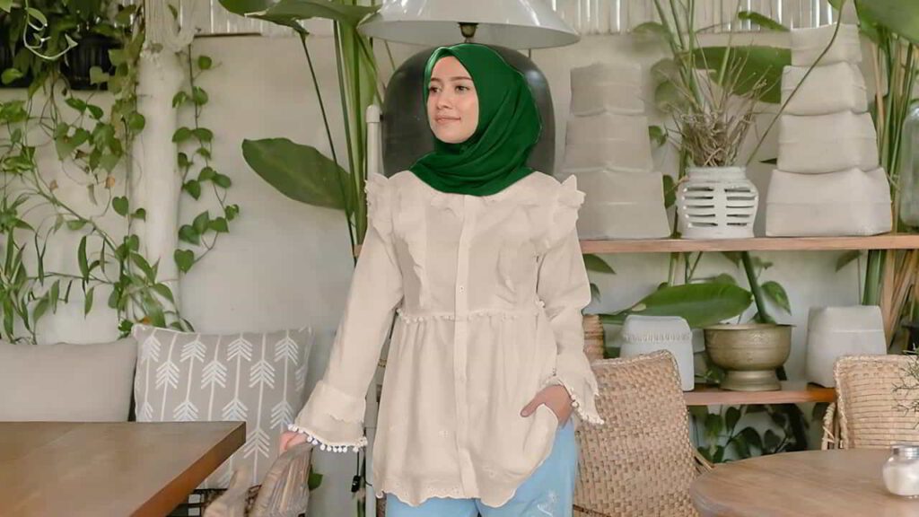 baju coklat milo tudung warna hijau army