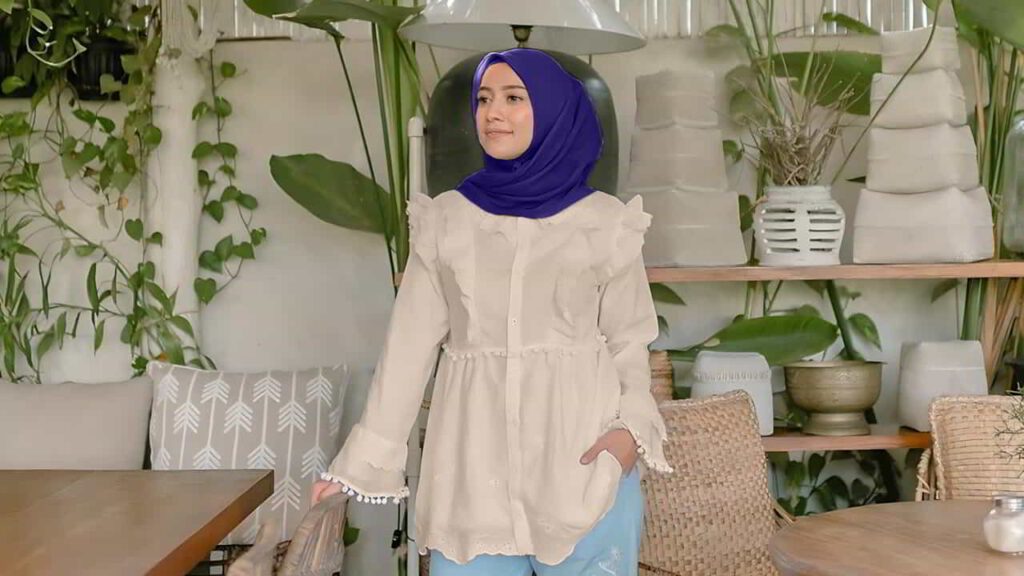 baju coklat milo tudung warna navy blue