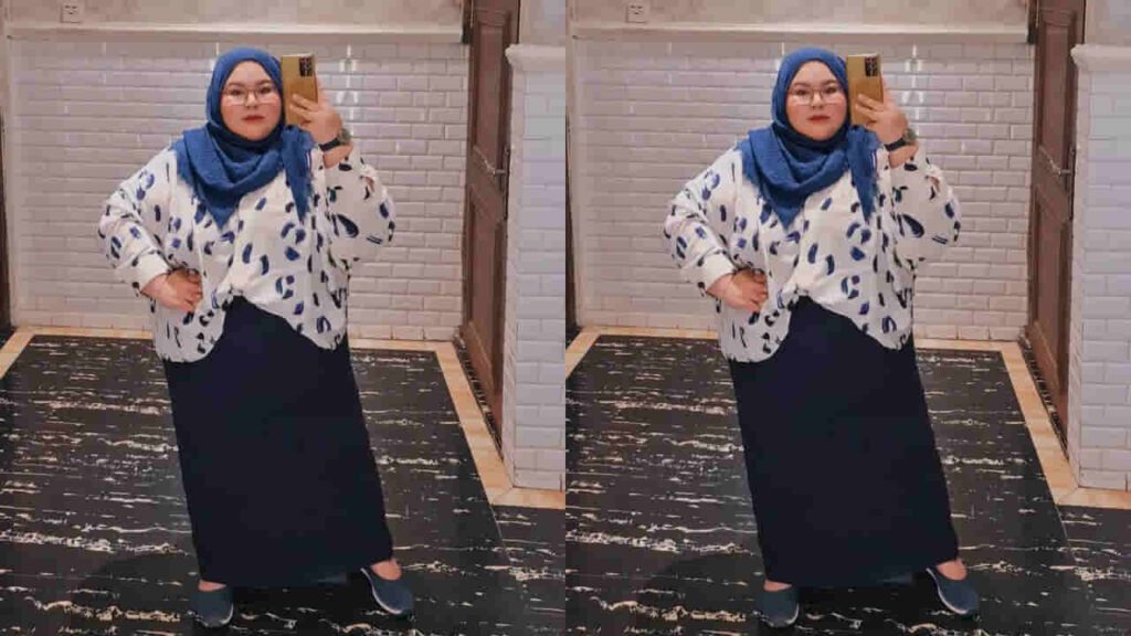 baju dan skirt bercorak (fesyen baju untuk badan gempal)