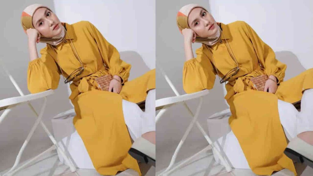 baju kuning tudung warna apa, tudung bercorak