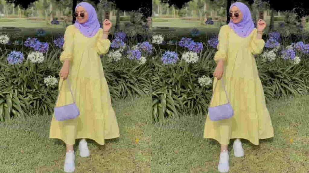 baju kuning tudung warna apa, tudung warna lilac