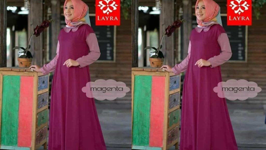 baju magenta tudung warna jingga atau orange