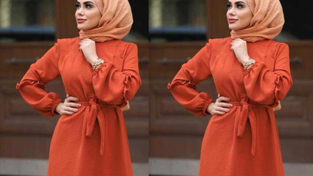 baju oren tudung warna orange