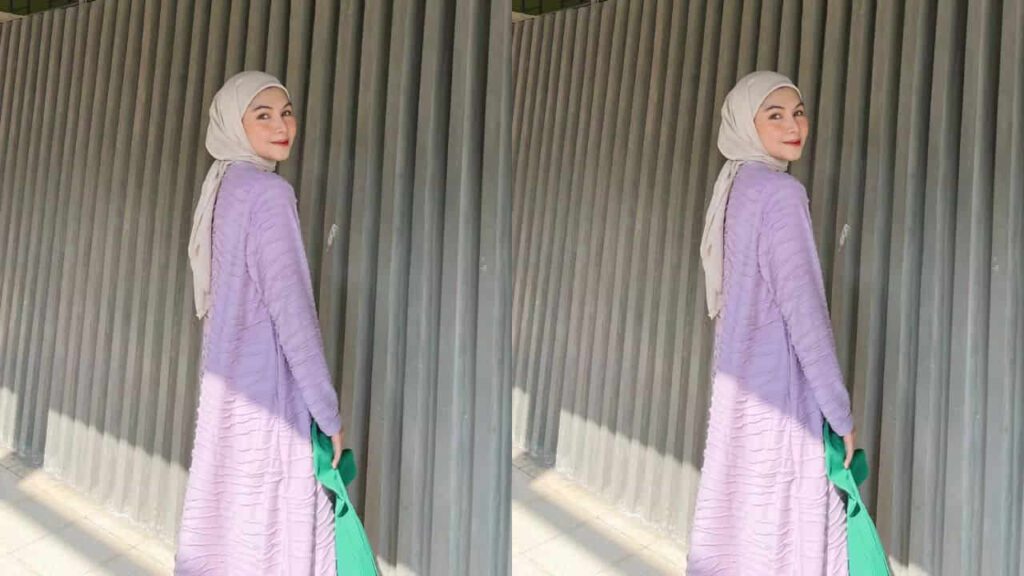 baju purple lilac tudung warna apa, warna nude