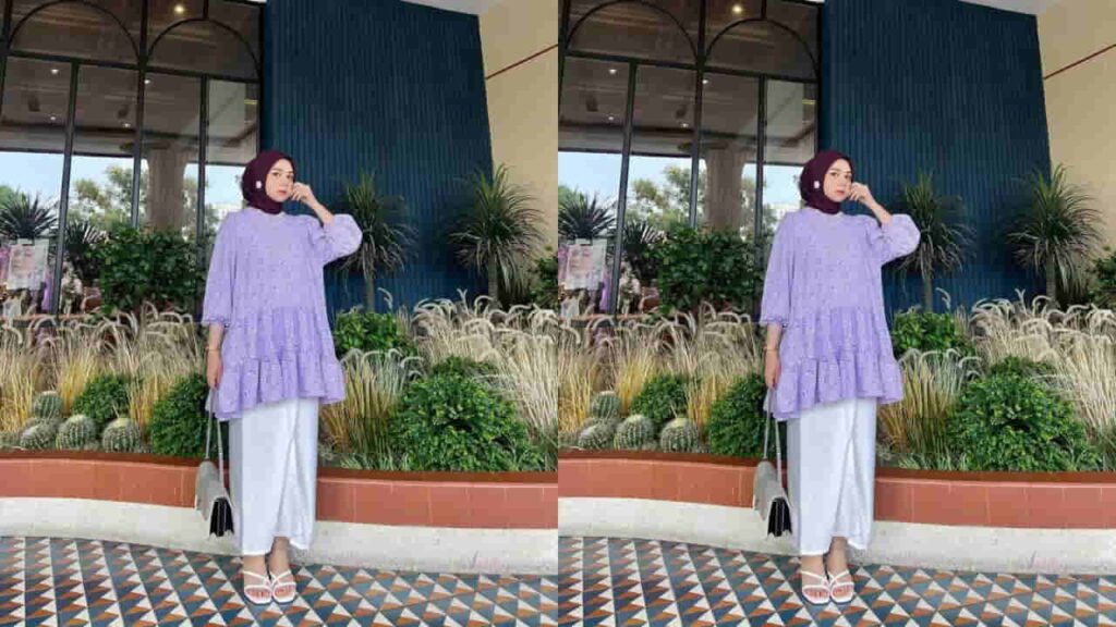 baju purple lilac tudung warna mauve