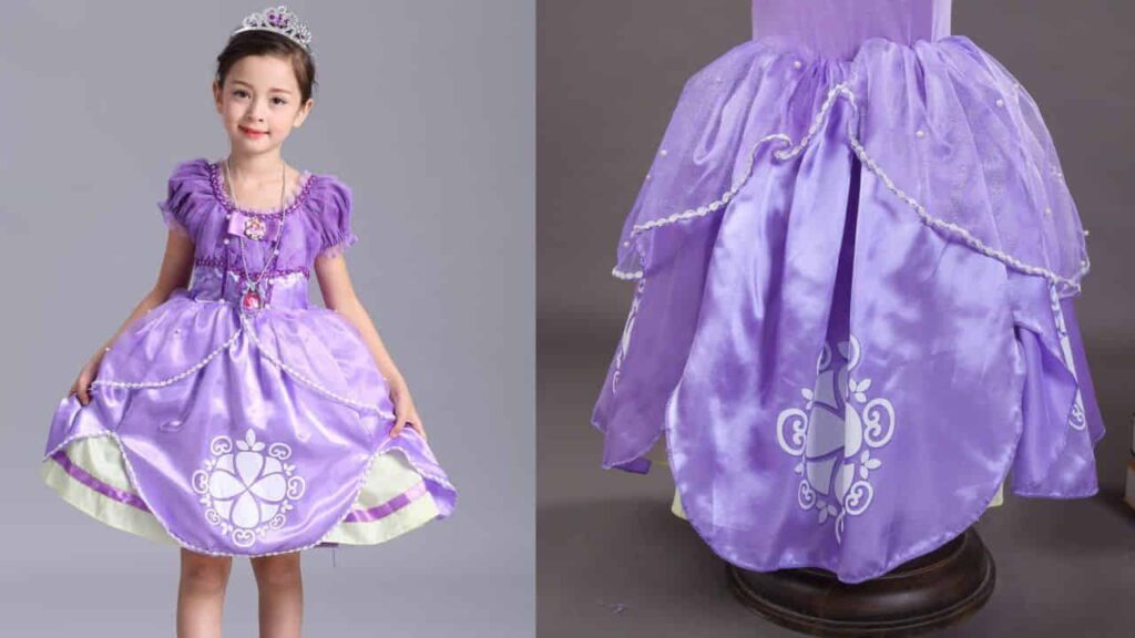 fesyen baju gaun kanak kanak perempuan, pakaian anak sofia the first