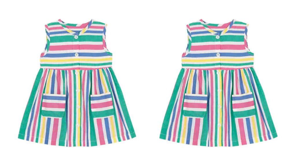 fesyen baju gaun kanak kanak perempuan, torio rainbow striped dress