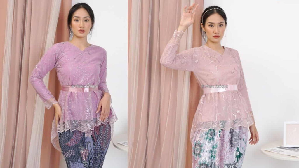 fesyen baju kebaya nyonya, kebaya aurora tile ribbon belt