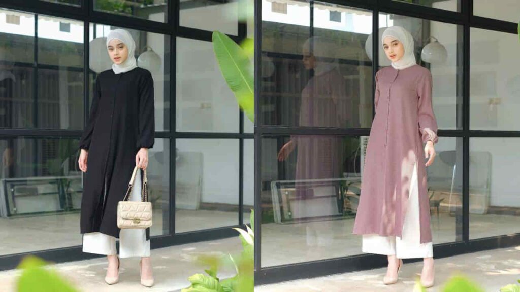 fesyen blouse muslimah, naka molo maesoora tunik butang penuh