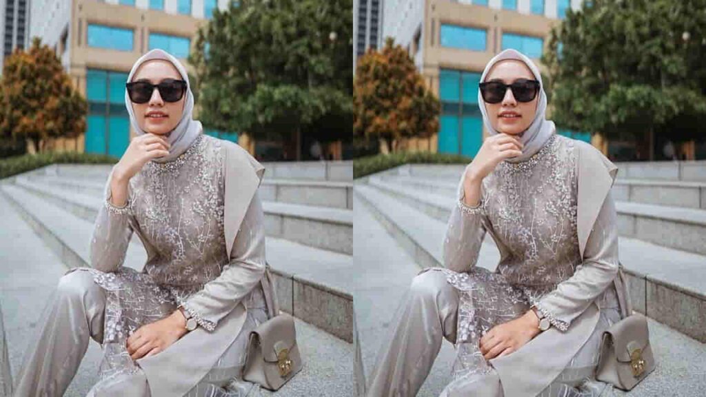 fesyen blouse muslimah, pakaian muslim brokat dengan aksen see-through