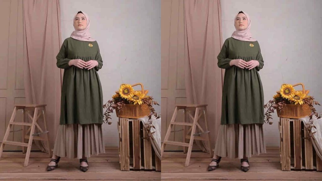 fesyen blouse muslimah, tunik gaya baby doll yang selesa