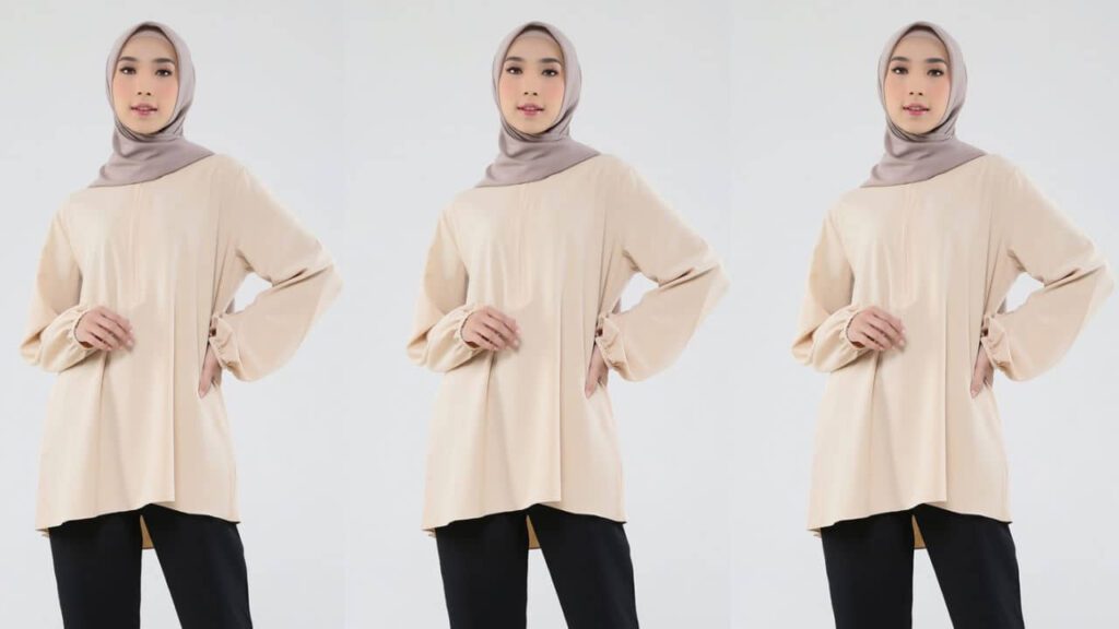 padanan baju cream tudung warna apa, tudung warna almond