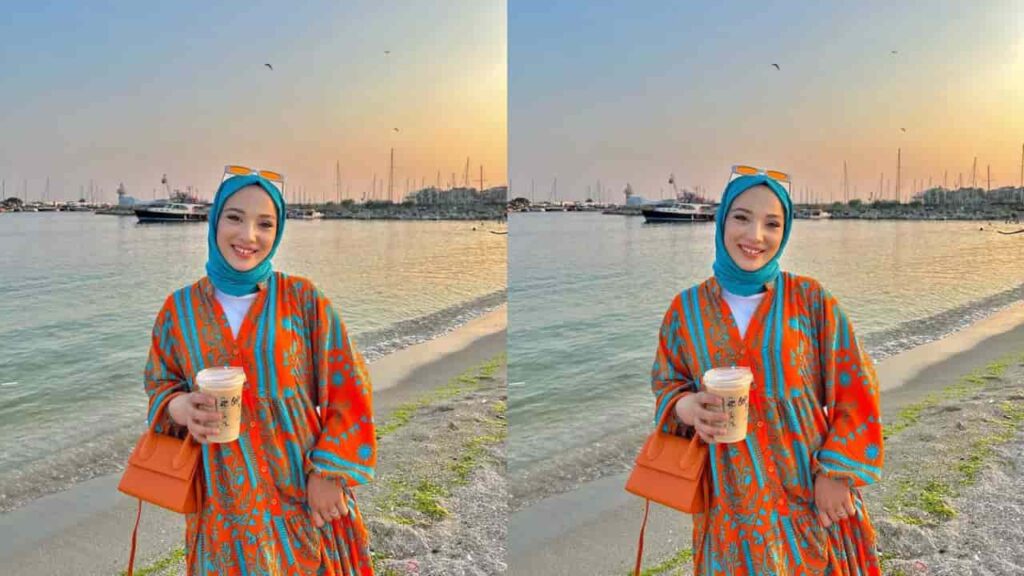 padanan baju jingga tudung warna apa, tudung biru muda