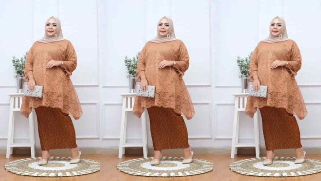 set kebaya tunik mahalini jumbo (fesyen baju untuk badan gempal)