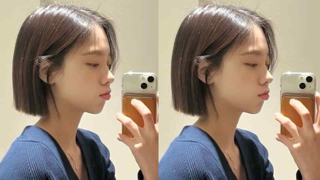 style rambut perempuan pendek gaya korea, blunt korean bob