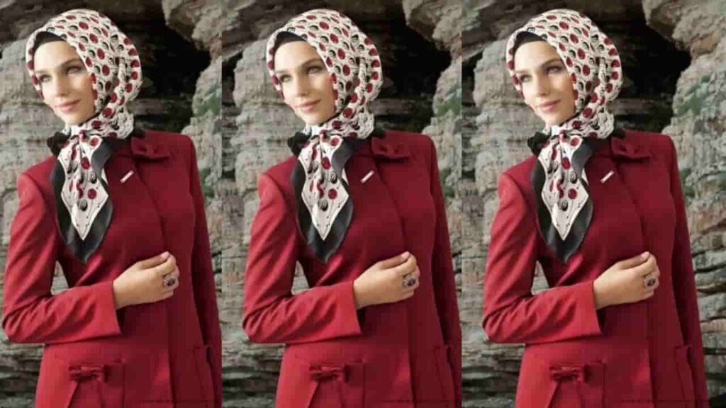 turkish hijab style look dengan simpul depan