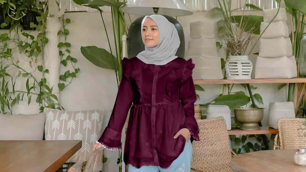 baju burgundy tudung warna apa, warna kelabu