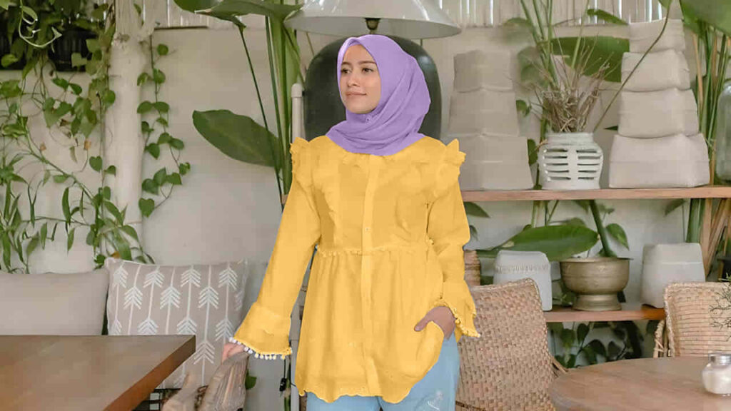 baju gold tudung warna lavender