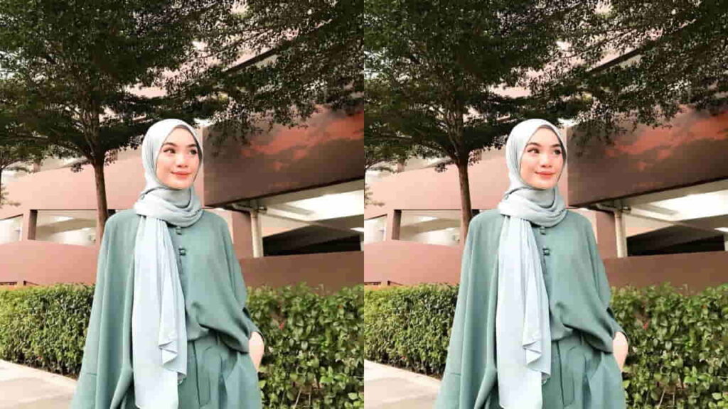 baju hijau mint tudung warna tosca