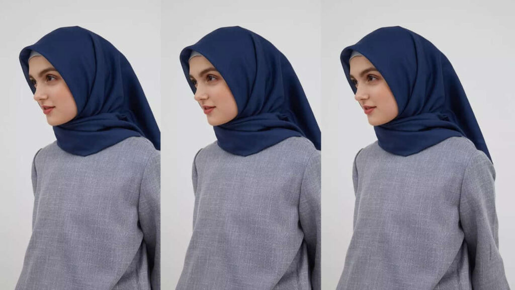 baju kelabu tudung warna navy