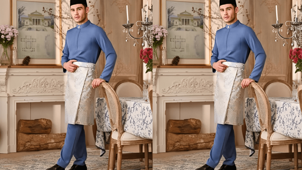 baju melayu teluk belanga brokat