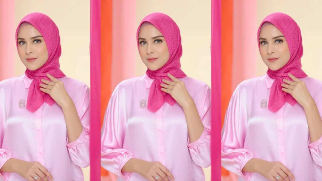 baju pink belacan tudung warna fuschia