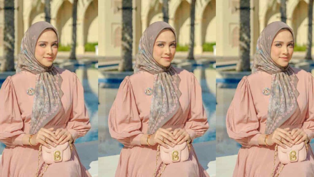 baju pink belacan tudung warna mocha