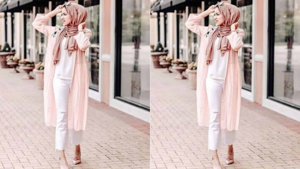 baju pink tudung warna mocca