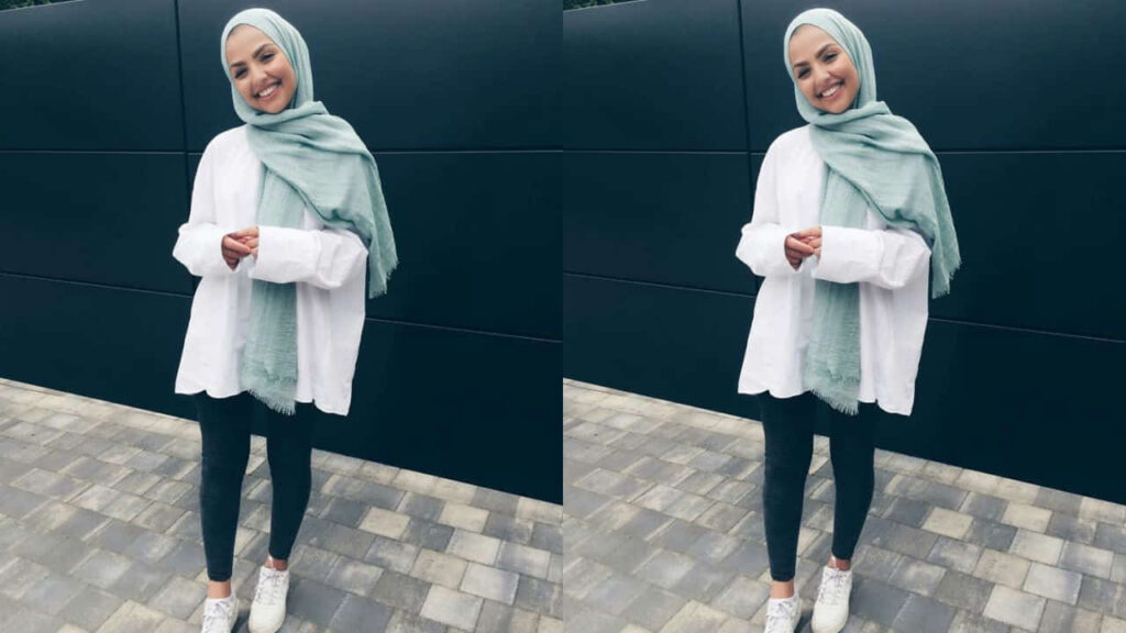 baju putih tudung warna hijau mint