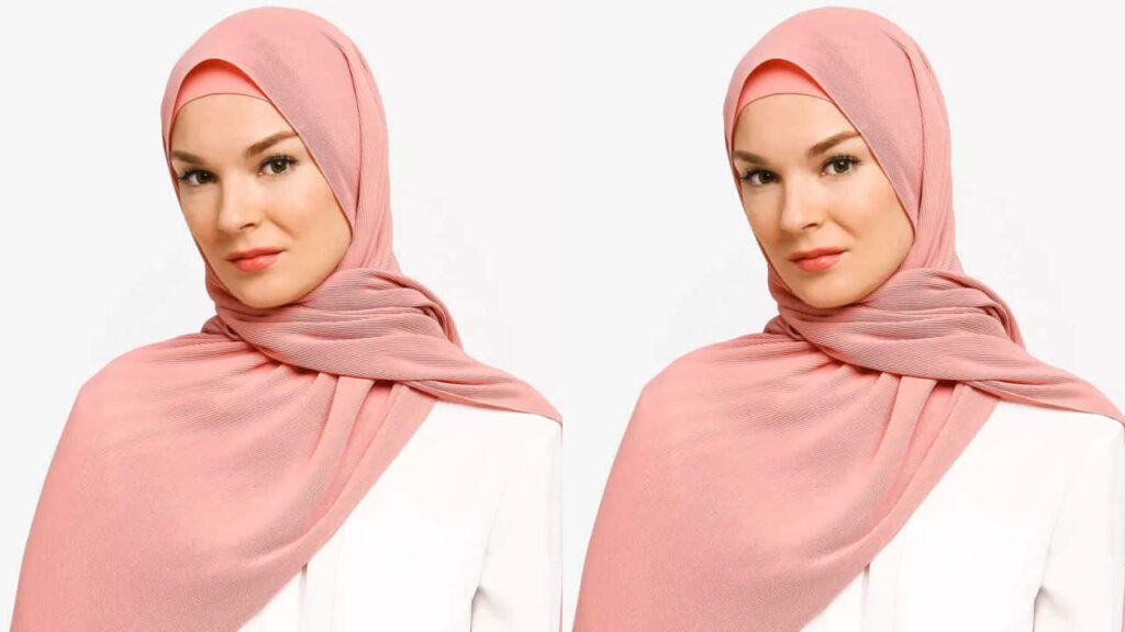 baju putih tudung warna merah jambu