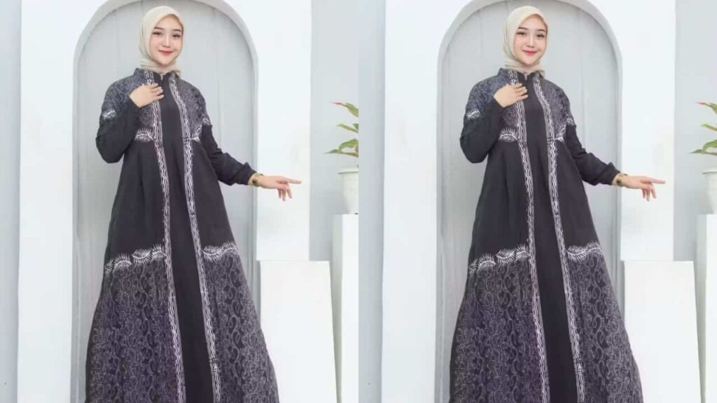 fesyen baju raya plus size, batik ayani, gamis motif batik super homey