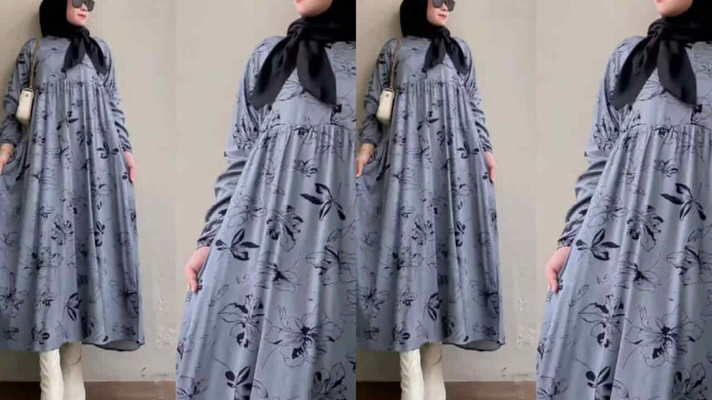 fesyen baju raya plus size, galery fashion, teenage dress motif floral